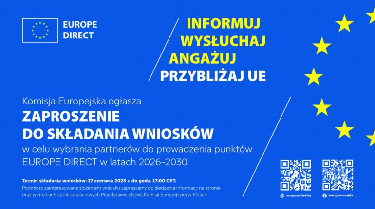 Zaproszenie do składania wniosków – Punkty EUROPE DIRECT w Polsce na lata 2026–2030 